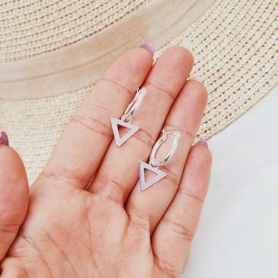 ARGOLLA ACERO BLANCO MINI CON DIJE CALADO - TRIANGULO - Imagen 1