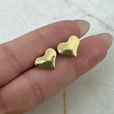 AROS ACERO DORADO MACIZO - CORAZON GRANDE - Imagen 1