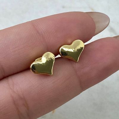 AROS ACERO DORADO MACIZO - CORAZON MEDIANO - Imagen 1