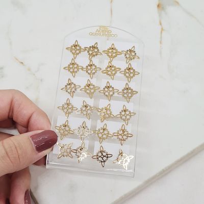 BLISTER DE AROS ACERO DORADO NUDO DE BRUJAS - Imagen 1