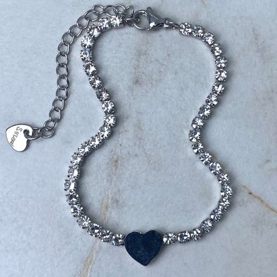 PULSERA FULL CUBICS CON CORAZON EN EL CENTRO - Imagen 1