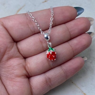 COLLAR ACERO BLANCO - FRUTILLA INFLADA CHICA - Imagen 1