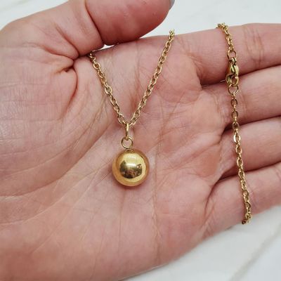 COLLAR ACERO DORADO - BOLITA GRANDE - Imagen 1
