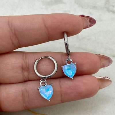 BISAGRA CON CRISTAL CORAZON ENGARZADO - CELESTE - Imagen 1