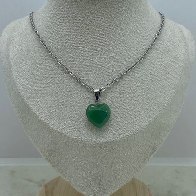 COLLAR CON DIJE PIEDRA CORAZON - CUARZO VERDE - Imagen 1