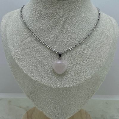 COLLAR CON DIJE PIEDRA CORAZON - CUARZO ROSA - Imagen 1