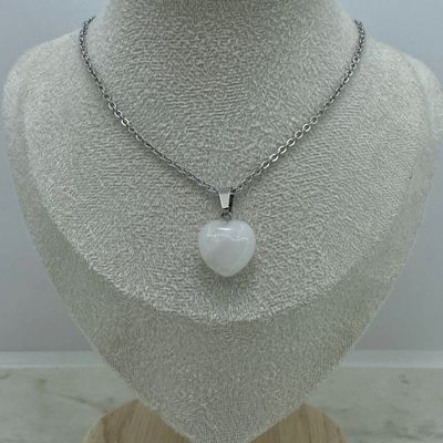 COLLAR CON DIJE PIEDRA CORAZON - CUARZO CRISTAL - Imagen 1
