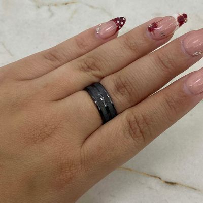 ANILLO ALIANZA NEGRA CON 2 LINEAS - Imagen 1