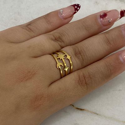 ANILLO ACERO DORADO CONSTELACIONES - Imagen 1