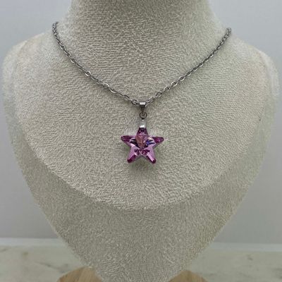 COLLAR CON DIJE CRISTAL - ESTRELLA ROSA - Imagen 1