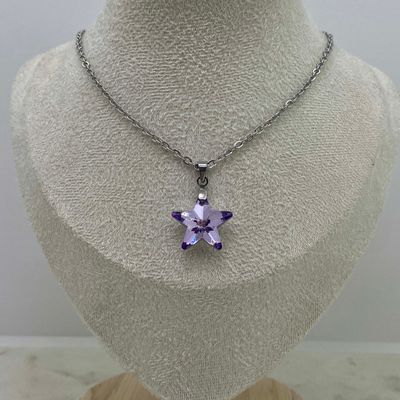 COLLAR CON DIJE CRISTAL - ESTRELLA LILA - Imagen 1