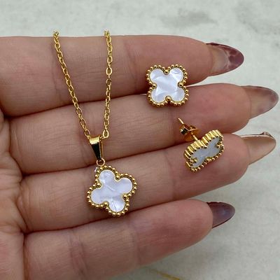 CONJUNTO ACERO DORADO MACIZO - VAN CLEEF BLANCO - Imagen 1