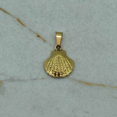 DIJE ACERO DORADO ALMEJA MACIZA - Imagen 1