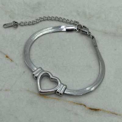 PULSERA SERPIENTE CON CORAZON MACIZO ENGARZADO - Imagen 1