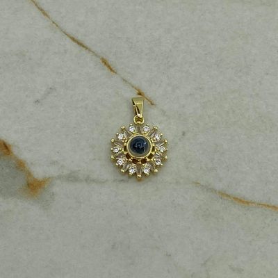 DIJE ACERO DORADO PROYECTA TE AMO 100 IDIOMAS - MANDALA CON MICROCRISTALES - Imagen 1