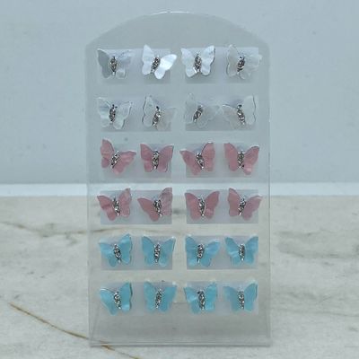 BLISTER DE AROS MARIPOSAS CHICAS CON MICROCRISTALES - Imagen 1