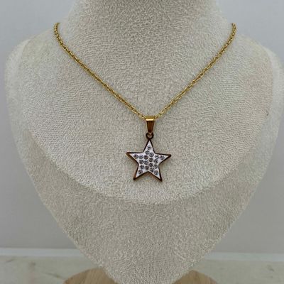 COLLAR ACERO DORADO FULL MICROCRISTALES - ESTRELLA - Imagen 1