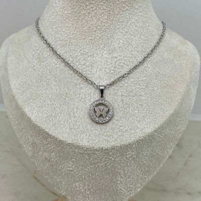 COLLAR CIRCULO CHICO CON MICROCRISTALES - MARIPOSA - Imagen 1