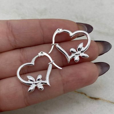 ARGOLLA ACERO BLANCO MACIZA - CORAZON CON MARIPOSA - Imagen 1