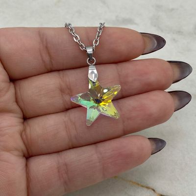 COLLAR CON DIJE CRISTAL - ESTRELLA TORNASOL CLARO - Imagen 1