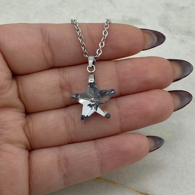 COLLAR CON DIJE CRISTAL - ESTRELLA PLATEADA - Imagen 1