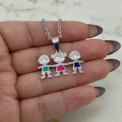 COLLAR 2 NENES Y 1 NENA ESMALTADA - Imagen 1