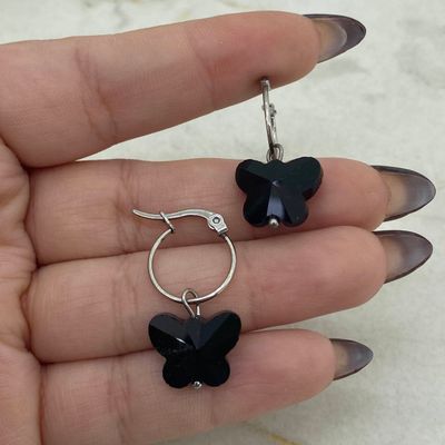 ARGOLLA FINA CON CRISTAL - MARIPOSA NEGRA - Imagen 1