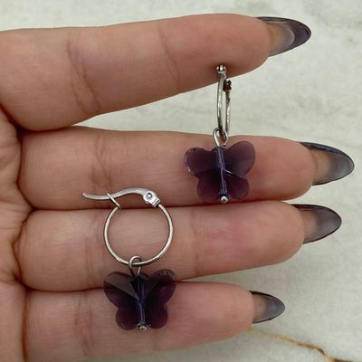 ARGOLLA FINA CON CRISTAL - MARIPOSA VIOLETA - Imagen 1