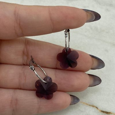 ARGOLLA FINA CON CRISTAL - FLOR VIOLETA - Imagen 1