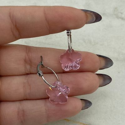 ARGOLLA FINA CON CRISTAL - FLOR ROSA - Imagen 1