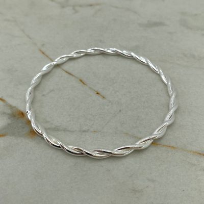 PULSERA ACERO BLANCO ESCLAVA MACIZA - TRENZADA - Imagen 1