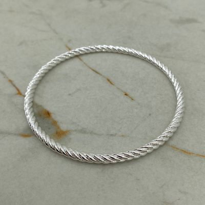 PULSERA ACERO BLANCO ESCLAVA MACIZA - TORZADA - Imagen 1