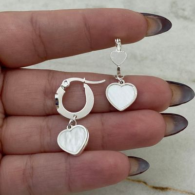 ARGOLLA ACERO BLANCO PLANA CON CORAZON LISO Y CORAZON COLGANTE - BLANCO - Imagen 1