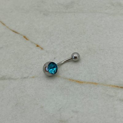 PIERCING OMBLIGO CON STRASS - CELESTE - Imagen 1
