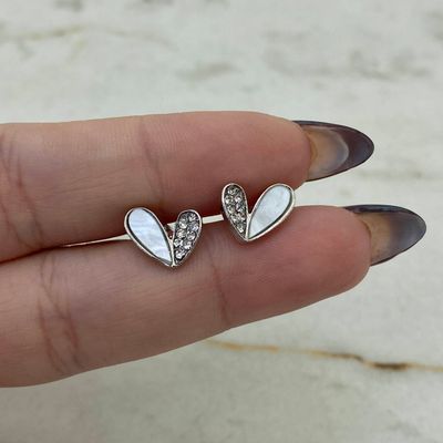 AROS MITAD CORAZON CON MICROCRISTALES Y MITAD ESMALTADO - Imagen 1