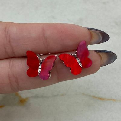 AROS MARIPOSA CON STRASS - ROJO - Imagen 1