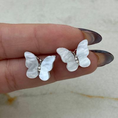 AROS MARIPOSA CON STRASS - BLANCO - Imagen 1