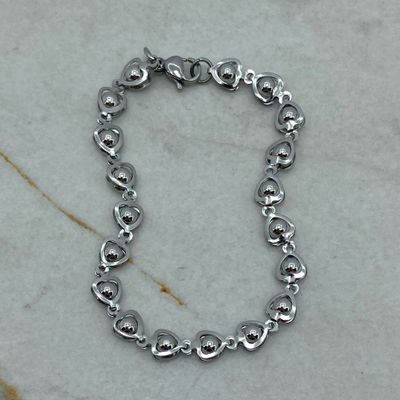 PULSERA FULL BOLITAS CON CALOTAS DE CORAZON - Imagen 1