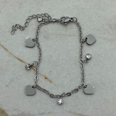 PULSERA CON STRASS COLGANTES - CORAZON LISO - Imagen 1