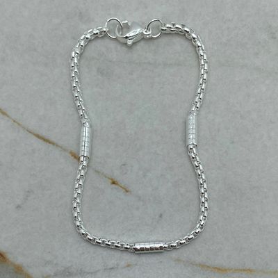 PULSERA ACERO BLANCO ROLO CON BARRAS LABRADAS - Imagen 1