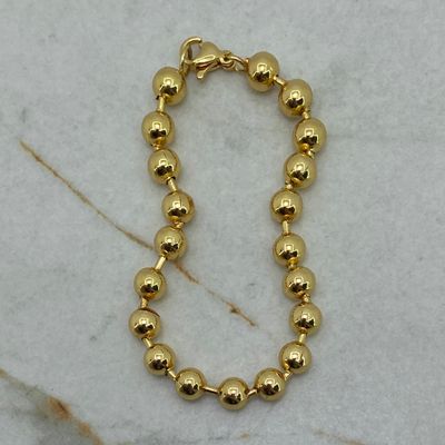 PULSERA ACERO DORADO FULL BOLITAS GRANDES - Imagen 1
