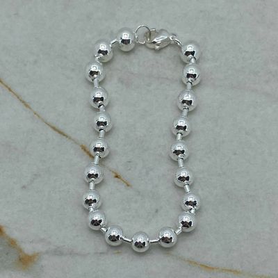 PULSERA ACERO BLANCO FULL BOLITAS GRANDES - Imagen 1