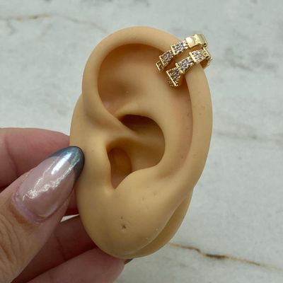 CUFF ACERO DORADO SERPIENTE CON MICROCRISTALES - CHICA - Imagen 1