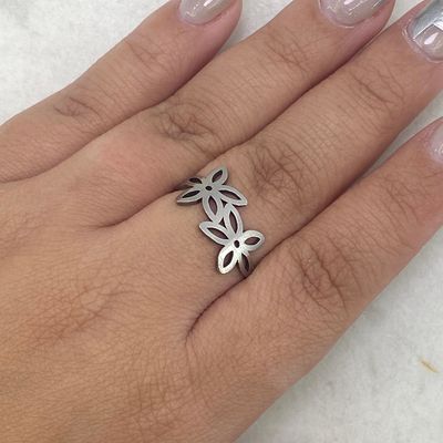 ANILLO DOBLE FLOR CRUZADA CALADA - Imagen 1