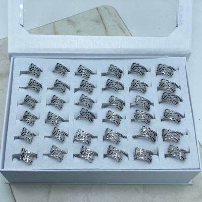CAJA DE ANILLOS DOBLE MARIPOSA CRUZADA CALADA - Imagen 1