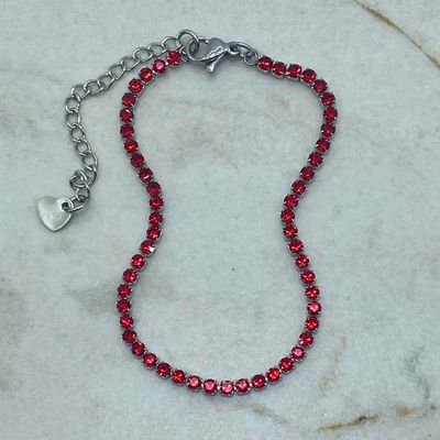 PULSERA FULL CUBICS CHICOS ROJOS - Imagen 1