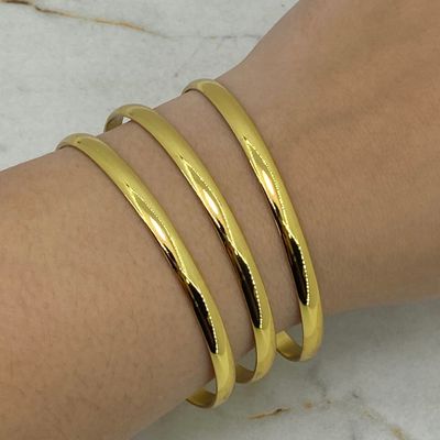 PULSERA ACERO DORADO ESCLAVA ANCHA LISA X3 UNIDADES - Imagen 1