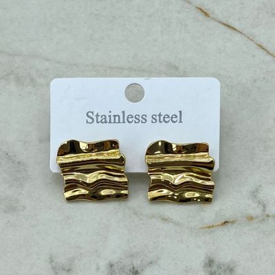 AROS ACERO DORADO CHUNKY - CUADRADO CON ONDAS - Imagen 1