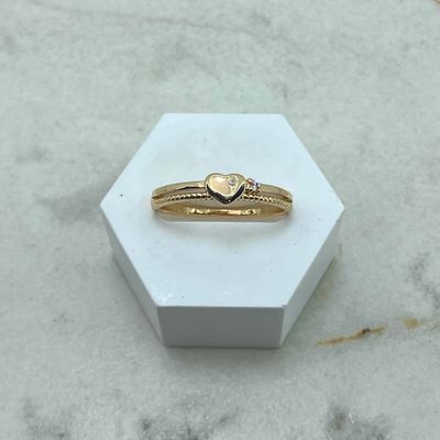 ANILLO DORADO DOBLE CON CORAZON Y MICROCRISTALES - Imagen 1