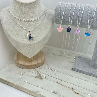 COMBO DE COLLARES ACERO BLANCO - Imagen 1